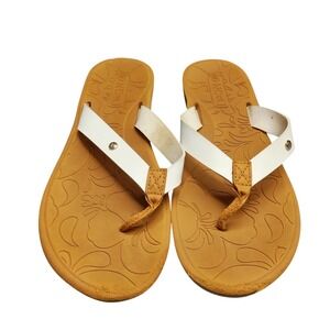 Oncai Flip Flop Yoga Mat Sandals Womens 10 Brown White Beachwear Slip On